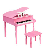 30-Key Wood Toy Kids Grand Piano with Bench &amp; Music Rack-Pink - Color: Pink - $2,728.75 MXN