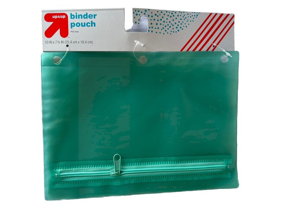Up &amp; Up Clear Teal Binder Pouch with Zipper For 3 Ring Binder - $4.99