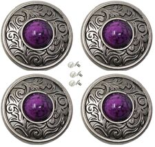 4 Screw Back Conchos Western Saddle Bridle Tack 1-1/4&quot; Conchos Purple Co593 - $34.88 CAD