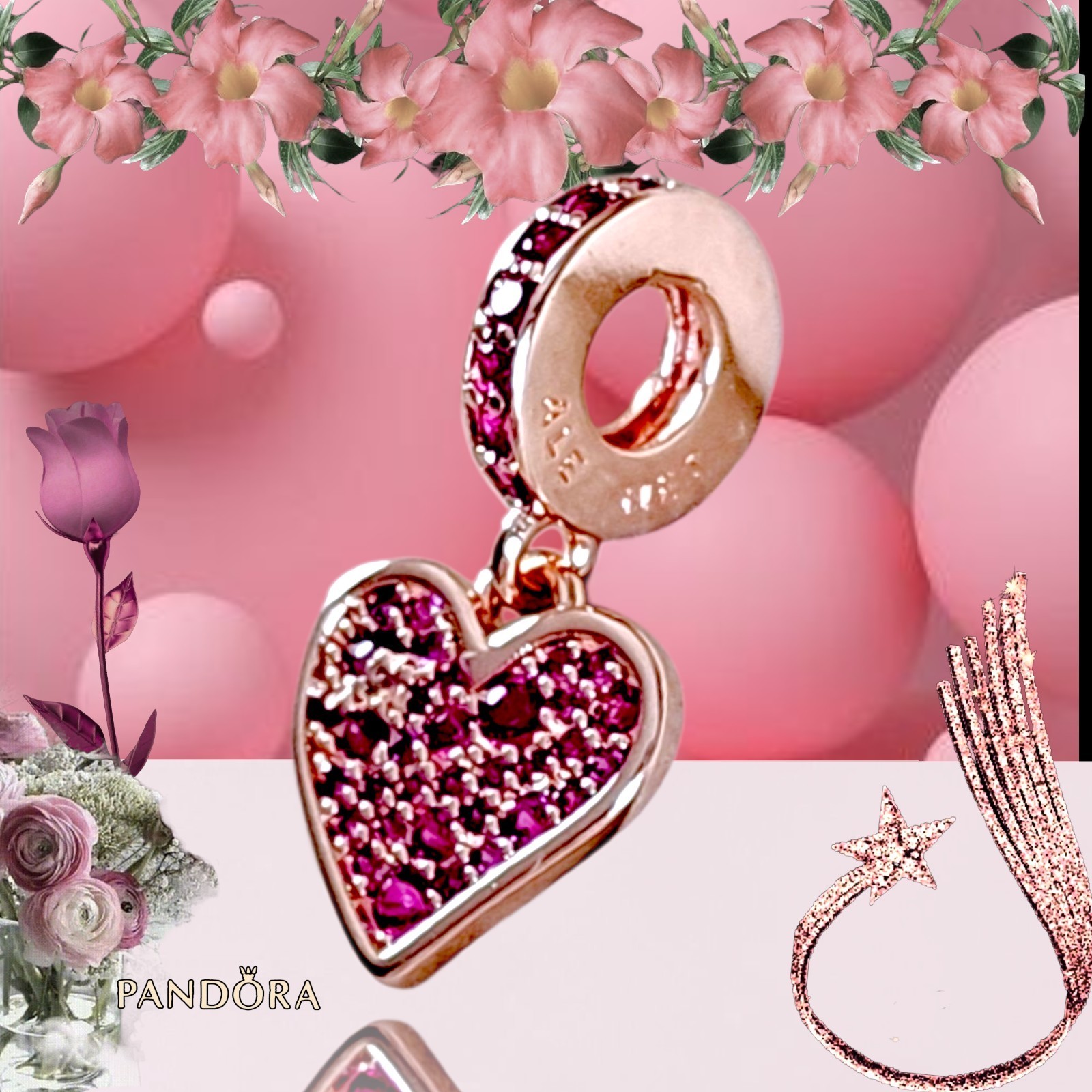 Pandora Charm, Rose Gold Plated Red Freehand Heart  #789565C01 US SELLER  Item image 8
