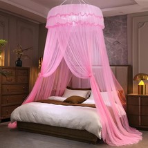 Mosquito Net Bed Canopy For Girls, Princess Canopy Bed Curtain Fine Sheer Mesh D - £50.95 GBP