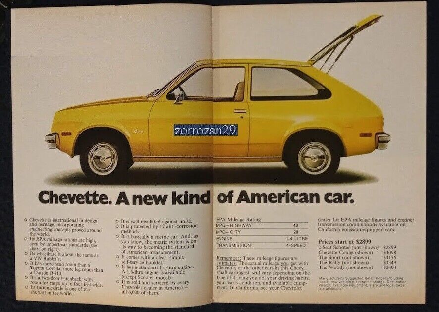 FOLLETO DE VENTAS EN COLOR VINTAGE DE CHEVROLET SMALL CAR DIGEST DE 1976 -... - $7.51