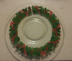 000 Vintage Clear Holly Berry Wreath Plate 11 Inches Holiday Christmas - £4.69 GBP