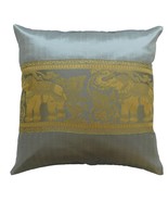grey Cushion Pillow Case motif Elephant 40x40cm/15.5x15.5in Thai Silk Be... - $167.74 MXN