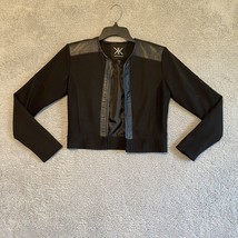 Kardashian Kollection Jacket Black No Zip Faux Leather Trim Size US XS - $21.78
