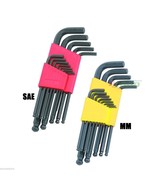 26PC SAE/MM ALLEN BALL POINT END LONG ARM HEX KEY WRENCH SET - $32.05 CAD