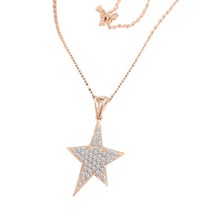 0.45cts Simulated Diamond Womens Star Chain Pendant 14k Rose Gold Finish - £50.79 GBP