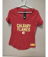 New Adidas NHL Calgary Flames Pullover V-Neck Shirt Womens Red Small B413W - £7.61 GBP