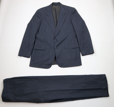 Vtg 70s Streetwear Mens 40R Distressed Wool Herringbone 2 Piece Suit Blu... - £153.12 GBP