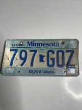 Minnesota License Plate # 797 GOZ Sticker Blue White 1999 - £7.44 GBP