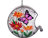 NEW Butterfly Decorative Floral Hanging Bird Feeder Glass &amp; Metal 10 x 1... - $14.95