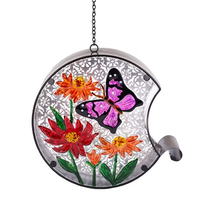 NEW Butterfly Decorative Floral Hanging Bird Feeder Glass &amp; Metal 10 x 1... - $14.95