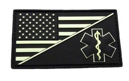 Emt Usa Flag Medic Ems Paramedic Pvc Rubber Hook Patch (Glow Dark-PVM2) - £7.17 GBP