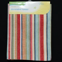 Entertain&#39;in &amp; Out Colorful Table Runner 14&quot; x 72&quot; Fabric Biscayne Stripe NEW - $35.61