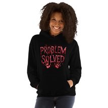 Bloody Problem Solved Halloween Scary Horror Print Effect Unisex Hoodie Black - £28.31 GBP+