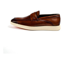 Belvedere Studio Men's Walking Shoes Penny Loafer Leather Maurizio Cognac image 4