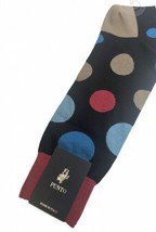 Punto Italian Mens Dress Socks Egyptian Cotton 10-13 Black Big Polka Dot Italy - £15.50 GBP