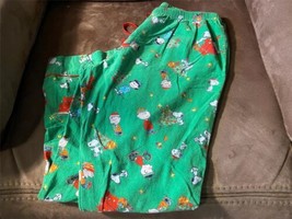 Peanuts Christmas Snoopy Charlie Brown Pajama Pants Adult Medium Lounge Green - £11.01 GBP
