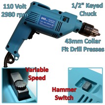 Hammer Drill 1/2&quot; Chuck 43mm Collar 110v will fit Drill Stand +Key Brick... - $19.79