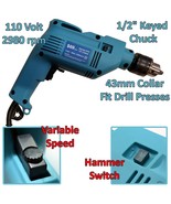 Hammer Drill 1/2" Chuck 43mm Collar 110v will fit Drill Stand +Key Brick... - $19.79