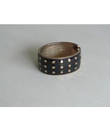 Vintage Black Enamel Gold Dot Metal Hinged Oval Bangle Fashion Jewelry B... - £7.86 GBP