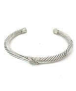 David Yurman Diamond X Cuff Bracelet Size M 5 mm Sterling Silver Estate ... - $485.10