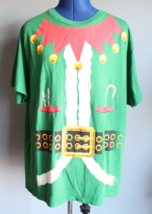 Holiday Time Men&#39;s Green/Red Christmas Elf Short Sleeve T-Shirt ~XL~ - £6.05 GBP