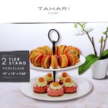 Tahari 2 Tier Porcelain Stand 10&quot; for Dessert or Fruit on Kitchen Counter White - £15.88 GBP