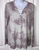 American Eagle SOFT &amp; SEXY Sz M Purple Grey Tie Dye Criss Cross Front Sh... - $13.88