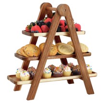 MegaChef Acacia Wood 3 Tiered Rectangular Ladder Tray Set - $85.05