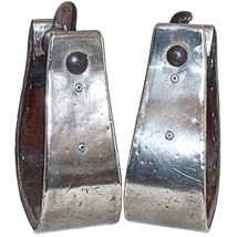 Vintage Unmarked Monel Nickel Silver Made in the USA Western Saddle Stirrups 3in - £188.71 GBP