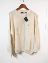 Izod Men LG Sweater NWT Ivory Long Sleeves Crew Neck Banded Waist &amp; Sleeves Logo - £22.24 GBP