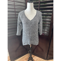 Lilla P Pullover Sweater Women&#39;s XS Gray Heathered 3/4 Sleeve V Neck Tig... - £24.77 GBP