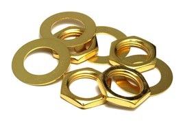 Guitar Nut, Washer &amp; Lock Washer For Us Cts Pots &amp; Switchcraft Jacks - Gold - £19.86 GBP