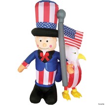 Uncle Sam Inflatable Yard Decor Eagle 6&#39; 4th of July Outdoor Halloween V... - $104.99