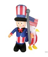 Uncle Sam Inflatable Yard Decor Eagle 6&#39; 4th of July Outdoor Halloween V... - £82.83 GBP