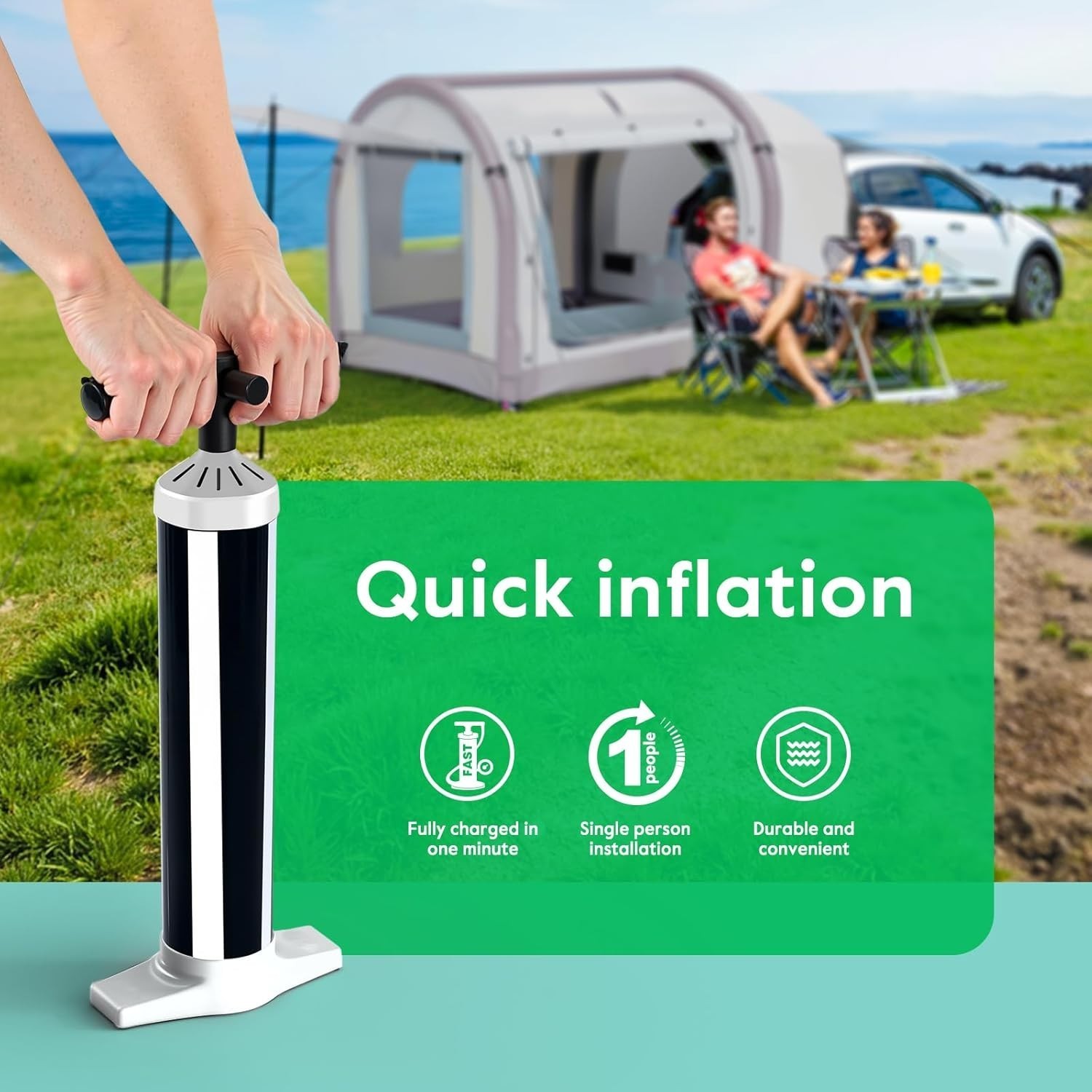 M KARMATER Inflatable SUV Tent for Camping 6-Person Tent with Detachable Car Att Item image 2
