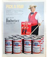 BUDWEISER-Ed McMahon-Hollywood-Pick a Pair-6 Pack 1971 Vintage Print Ad - $14.31 CAD
