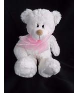 First &amp; Main Teddy bear white 11&quot; Plush Stuffed Animal Pink Bow - $13.33 CAD