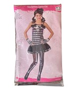 Skeleton Sweetie Girls Halloween Costume Medium 8-10 yrs  Black White Skull - $24.74