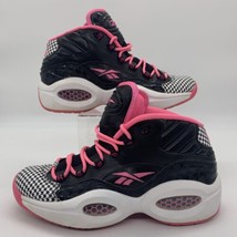 Reebok Question Mid Mens Size 8 Black Pink White-M43987 Basketball Shoes Used - £37.45 GBP