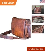 Stylish 18 Inch Handmade Leather Laptop Bag - Durable, Multi-Purpose Sat... - $85.49