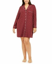 Alfani Womens Wine Red Petal Stamp Button Up SleepShirt Nightgown Plus S... - £23.23 GBP