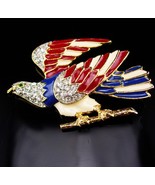 Large Vintage Eagle Brooch / Rhinestone bird / Patriotic jewelry / 2 3/4" pin -  - £75.76 GBP