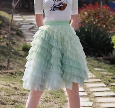 Women Girl Mint Green Tiered Tulle Skirt Custom Plus Size Fluffy Tutu Skirt image 1
