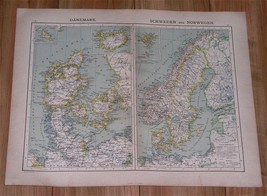 1900 Original Antique Map Of Scandinavia Sweden Norway Denmark - £15.08 GBP