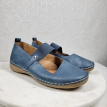 GC Lira Leather Mary Janes Womens 7 Metallic Blue Closed Toe Shoes - $27.80