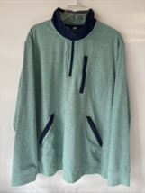 Lands End Sweater Men Size XL Green 1/4 Zip Long Sleeve Pullover Pockets - $29.69