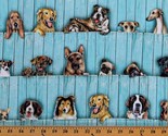 Cotton Dogs Puppies Fence Pets Whiskers &amp; Tails Fabric Print by the Yard... - £10.94 GBP