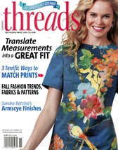 Threads Nov 2015 No. 181 Sewing Magazine Fall Fashion Matching Prints Me... - $5.00